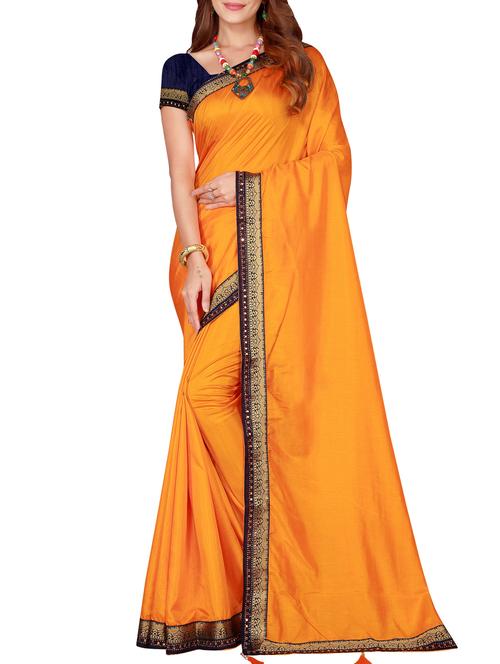 delicate golden border saree with blouse - 15385518 - Very Small Image - 1