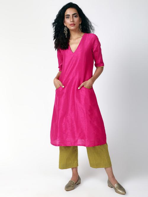 hot pink kurta pant set - 15386328 - Very Small Image - 1