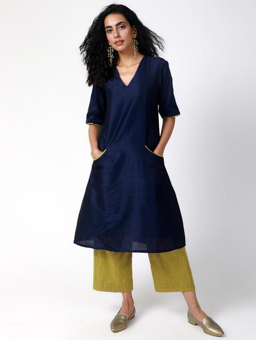 solid pockets kurta with palazzo set - 15386329 - Very Small Image - 1