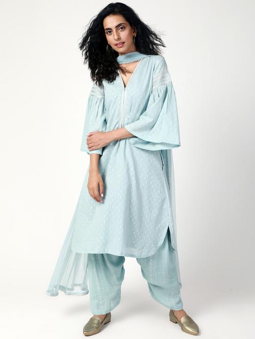 zari booti work kurta salwar with dupatta suit - 15386359 - Very Small Image - 1
