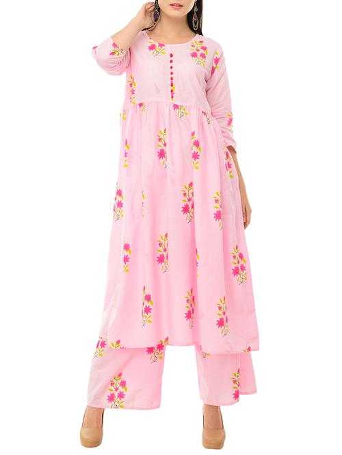 floral printed kurta palazzo set - 15386723 - Very Small Image - 1