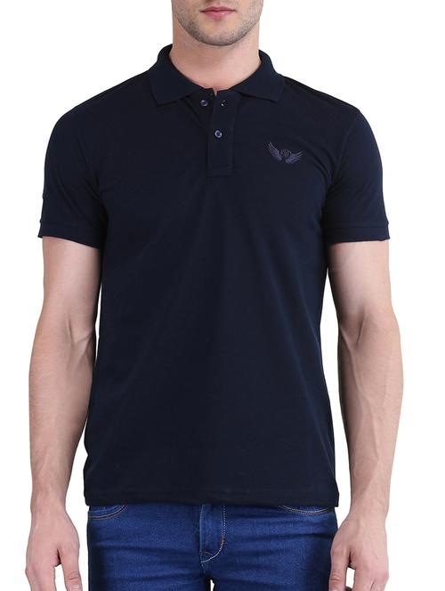 navy blue cotton polo t-shirt - 15386869 - Very Small Image - 1
