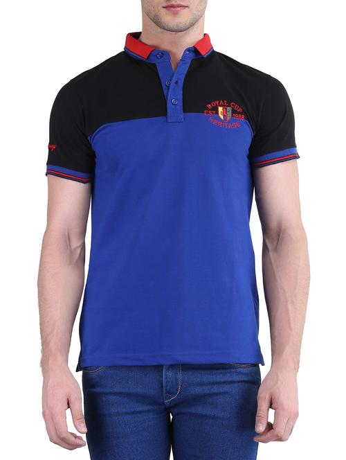 blue cotton color block t-shirt - 15386879 - Very Small Image - 1