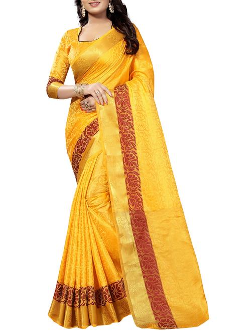 jacquard self design saree with blouse - 15386917 - Very Small Image - 1