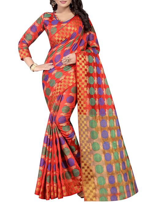 floral zari woven banarasi saree with blouse - 15386931 - Very Small Image - 1