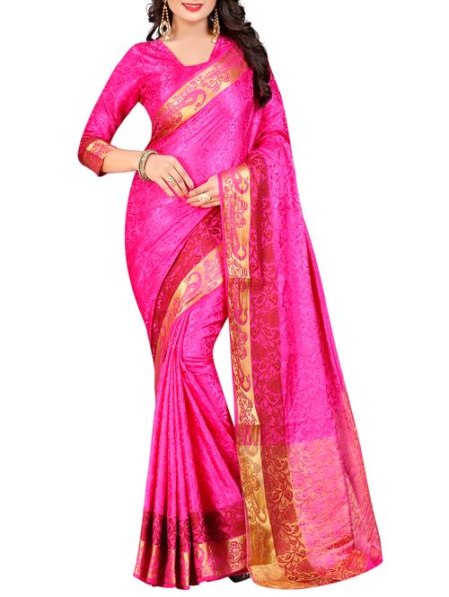 jacquard self design saree with blouse - 15386945 - Very Small Image - 1