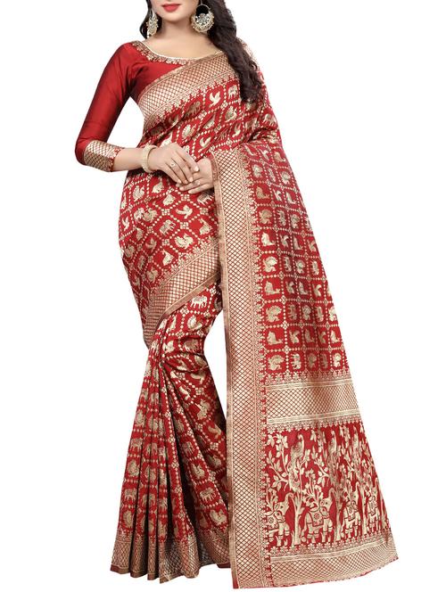 zari woven kanjivaram saree with blouse - 15386977 - Very Small Image - 1