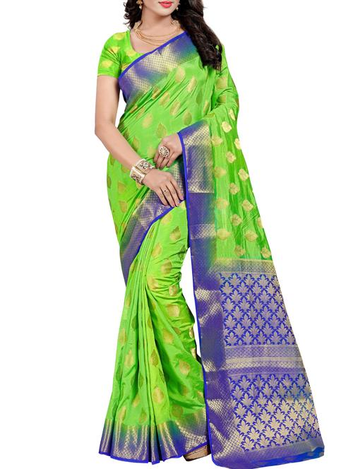 contrast pallu zari kanjivaram sare with blouse - 15386997 - Very Small Image - 1