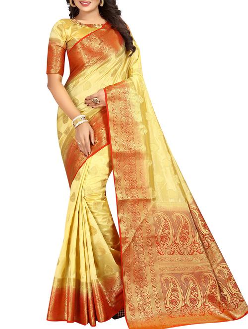 contrast pallu zari kanjivaram saree with blouse - 15387044 - Very Small Image - 1