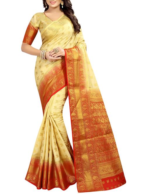 contrast pallu zari kanjivaram saree with blouse - 15387052 - Very Small Image - 1