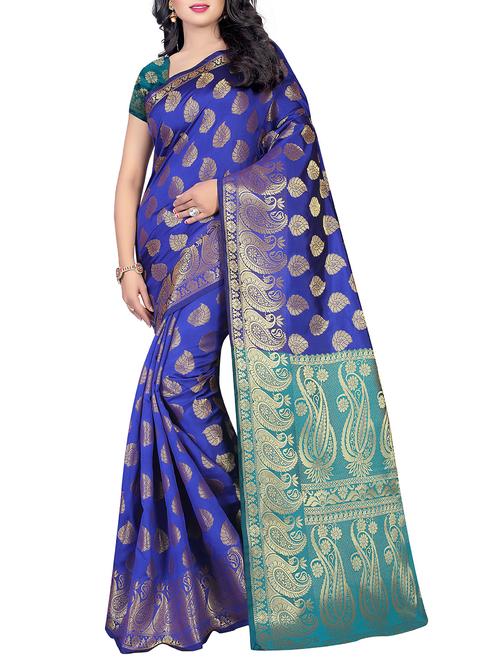 contrast pallu zari kanjivaram saree with blouse - 15387053 - Very Small Image - 1