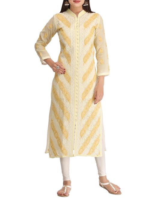 chikankari straight kurta - 15387297 - Very Small Image - 1