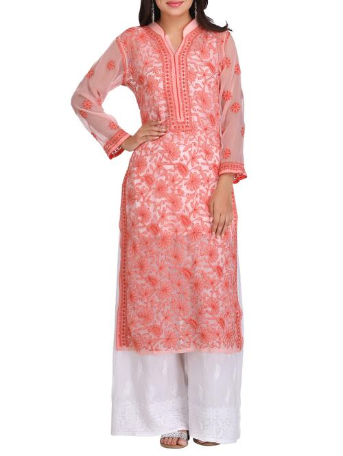 chikankari straight kurta - 15387357 - Very Small Image - 1