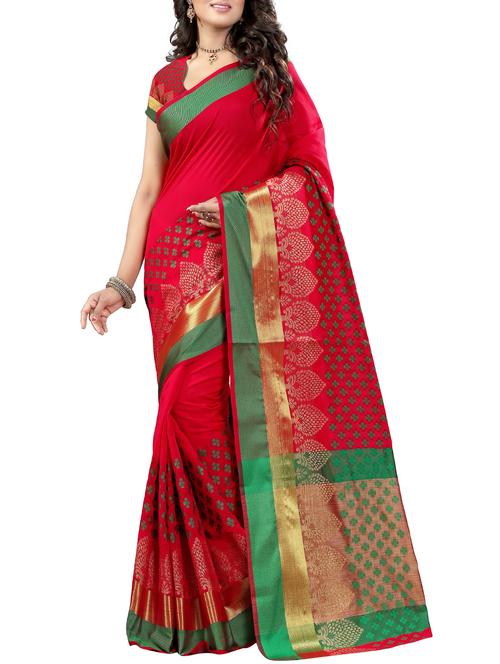 floral jacquard woven saree with blouse - 15387393 - Very Small Image - 1