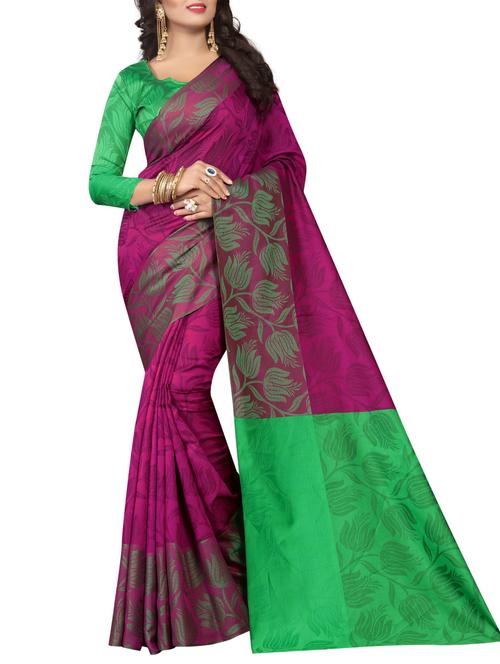 contrast pallu woven saree with blouse - 15387421 - Very Small Image - 1