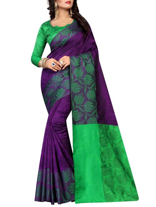 contrast pallu woven saree with blouse - 15387423 - Very Small Image - 1