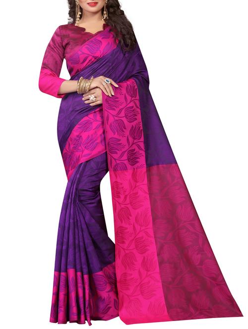floral jacquard woven saree with blouse - 15387424 - Very Small Image - 1