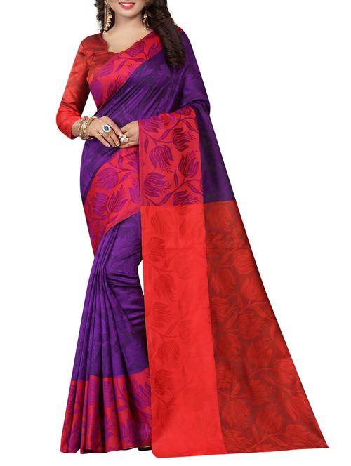floral jacquard woven saree with blouse - 15387425 - Very Small Image - 1