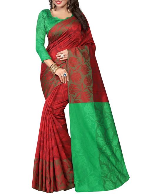 floral jacquard woven saree with blouse - 15387426 - Very Small Image - 1