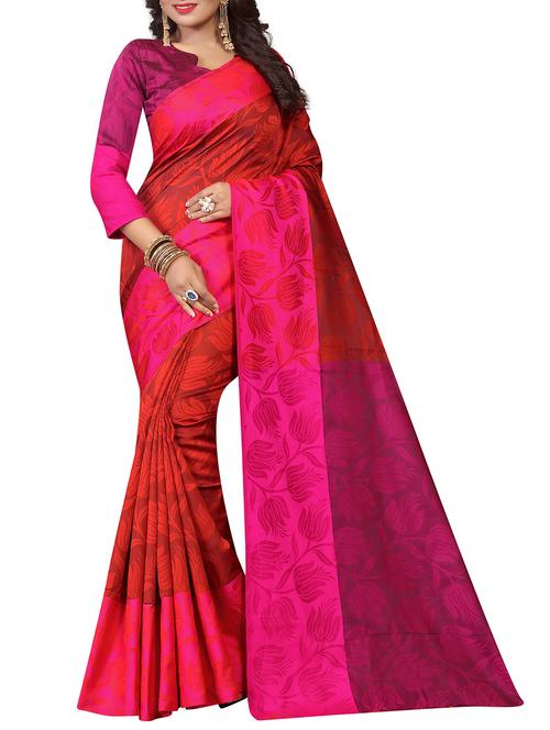floral jacquard woven saree with blouse - 15387427 - Very Small Image - 1