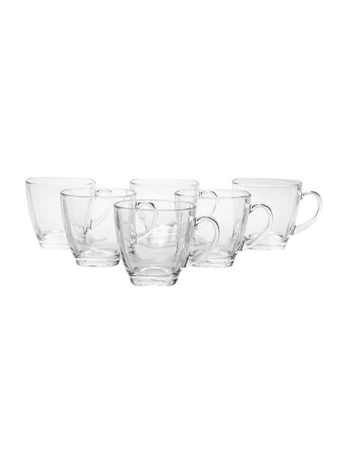 set of 6 transparent glass tea & coffee cups mug square crystal mugs - 15388155 - Very Small Image - 1