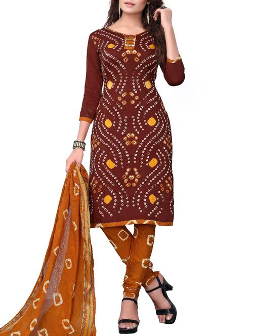 bandhani unstitched churidaar suit - 15388497 - Very Small Image - 1