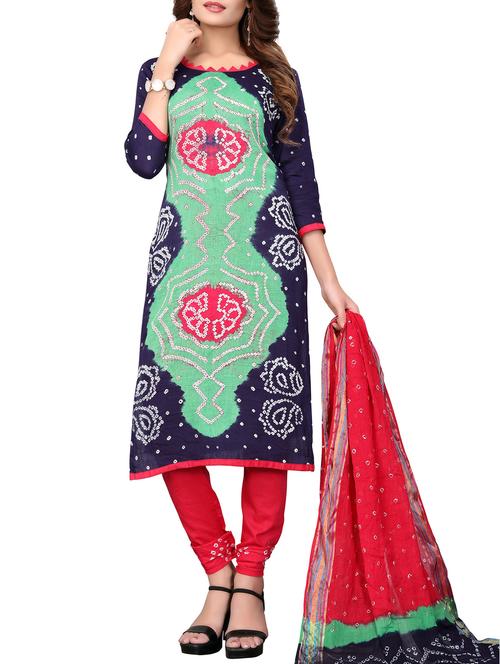 bandhani unstitched churidaar suit - 15388506 - Very Small Image - 1