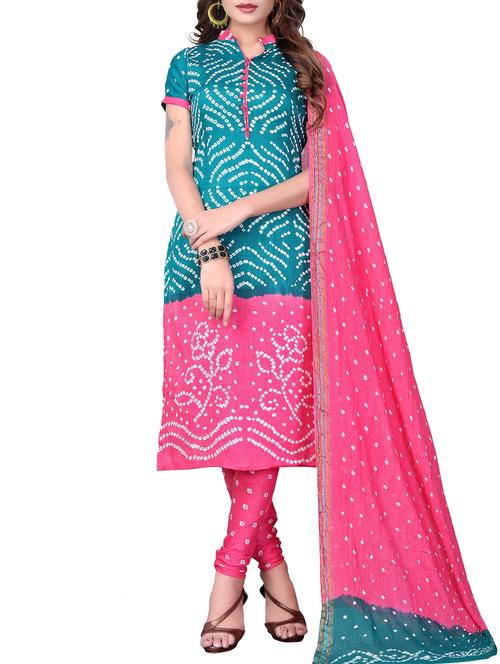 bandhani unstitched churidaar suit - 15388520 - Very Small Image - 1