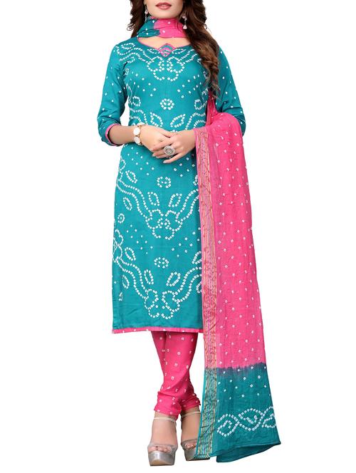 bandhani unstitched churidaar suit - 15388528 - Very Small Image - 1