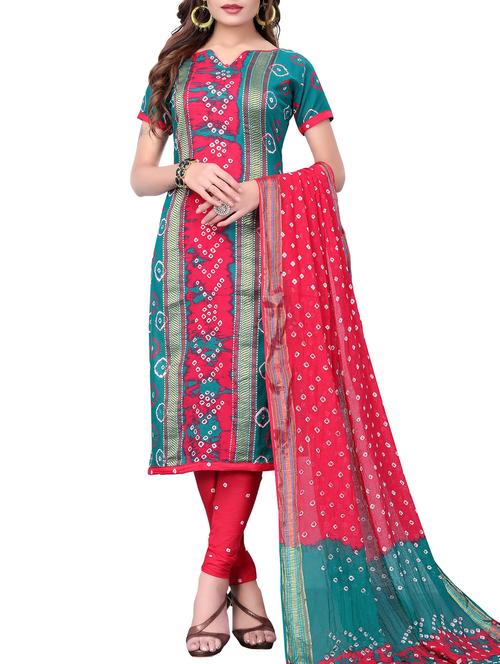 bandhani unstitched churidaar suit - 15388535 - Very Small Image - 1