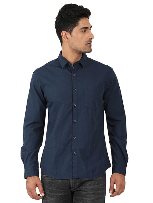 blue cotton casual shirt - 15389855 - Very Small Image - 1