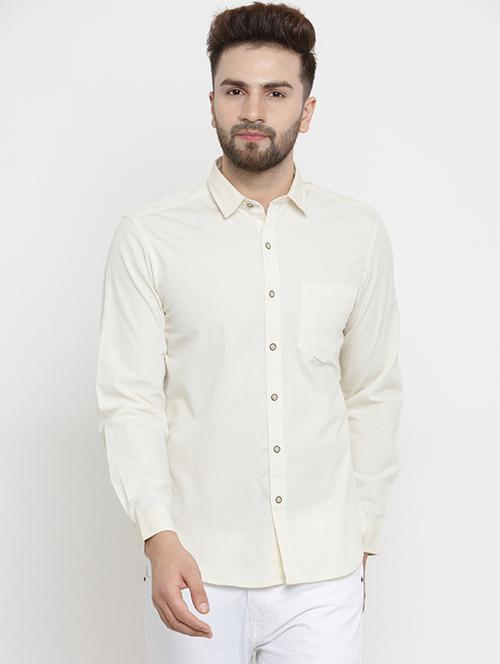 beige cotton casual shirt - 15389906 - Very Small Image - 1