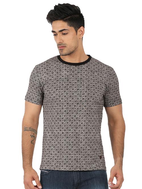 black cotton all over print t-shirt - 15390001 - Very Small Image - 1