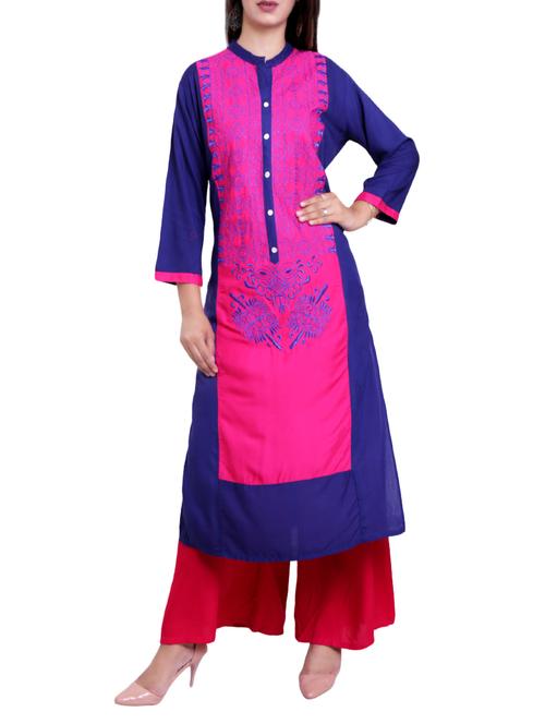 embroidered straight kurta - 15390113 - Very Small Image - 1