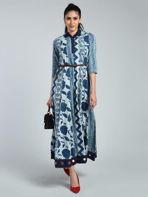 indigo mirror work anarkali ethnic dress - 15391699 - Very Small Image - 1
