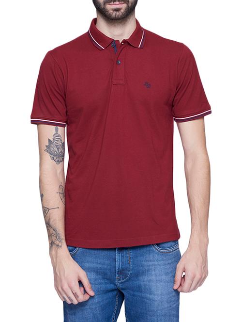 maroon solid polo t-shirt - 15392006 - Very Small Image - 1