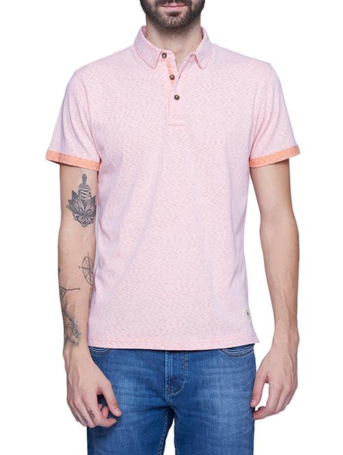 peach cotton polo t-shirt - 15392012 - Very Small Image - 1