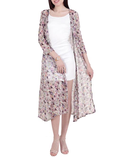 floral print sheer shrug - 15392649 - Very Small Image - 1