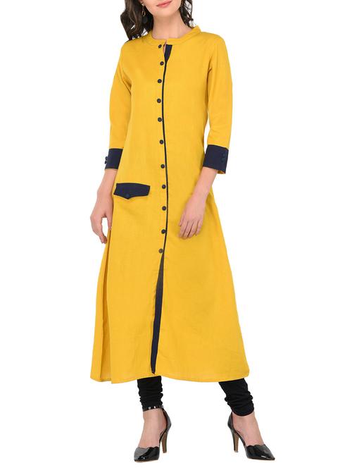 a-line piping kurta - 15393204 - Very Small Image - 1