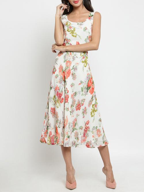 floral a-line midi dress - 15394150 - Very Small Image - 1