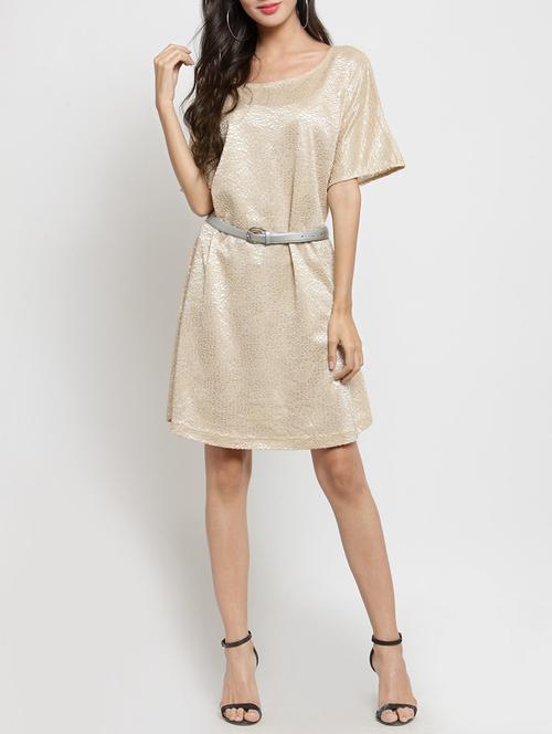 textured sheath dress with belt - 15394154 - Very Small Image - 1