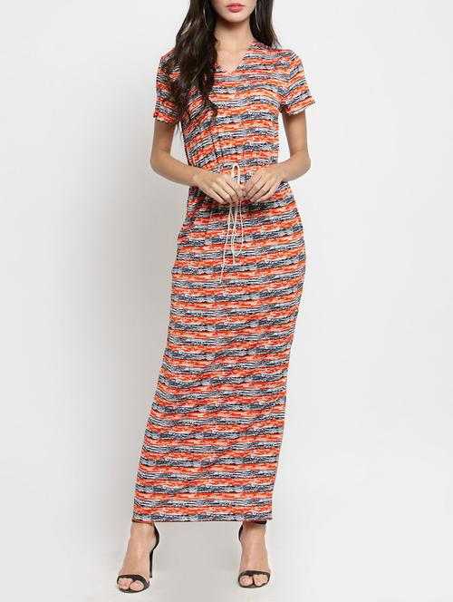 drawstring waist side slit maxi dress - 15394170 - Very Small Image - 1