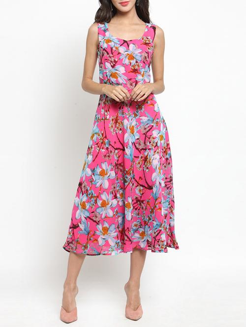 floral fit & flare midi dress - 15394179 - Very Small Image - 1