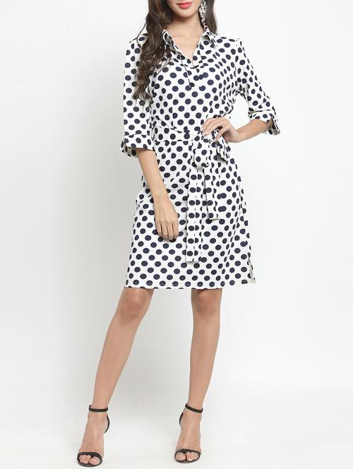 tie front polka dot a-line dress - 15394181 - Very Small Image - 1
