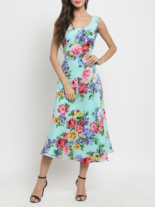 floral a-line midi dress - 15394184 - Very Small Image - 1