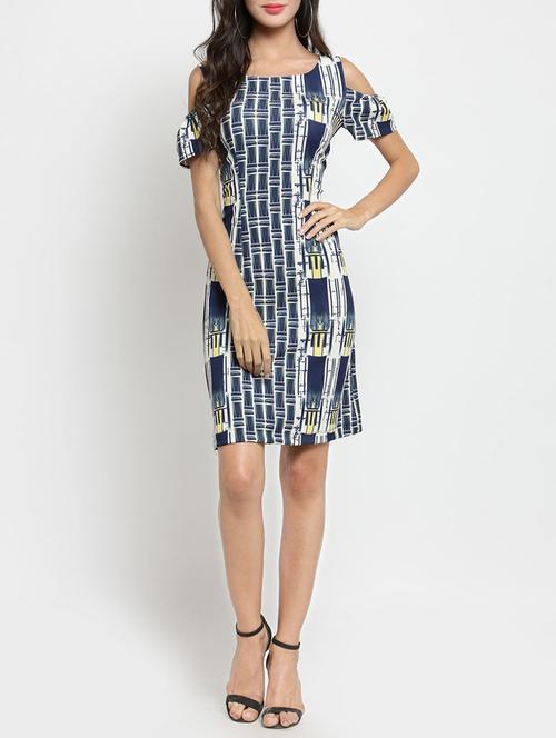 cold shoulder printed sheath dress - 15394189 - Very Small Image - 1