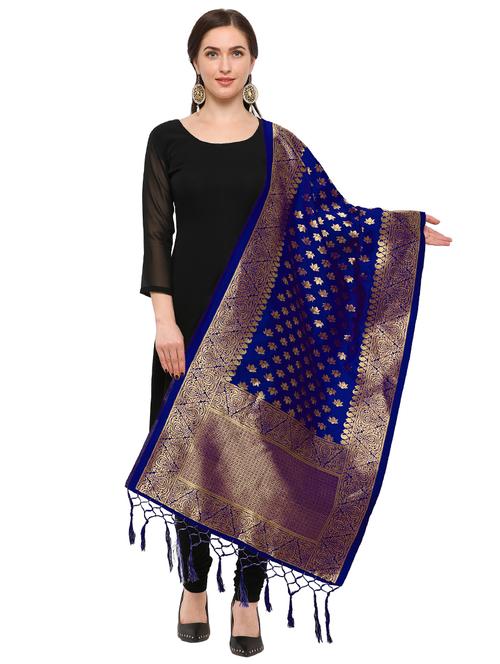 blue silk dupatta - 15394290 - Very Small Image - 1