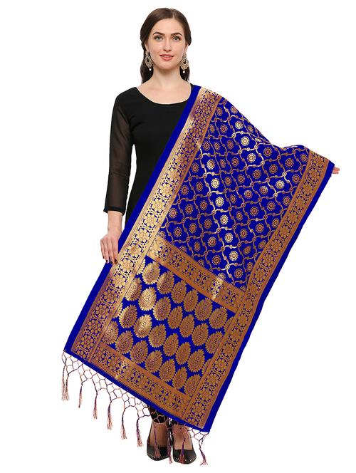 blue silk dupatta - 15394293 - Very Small Image - 1