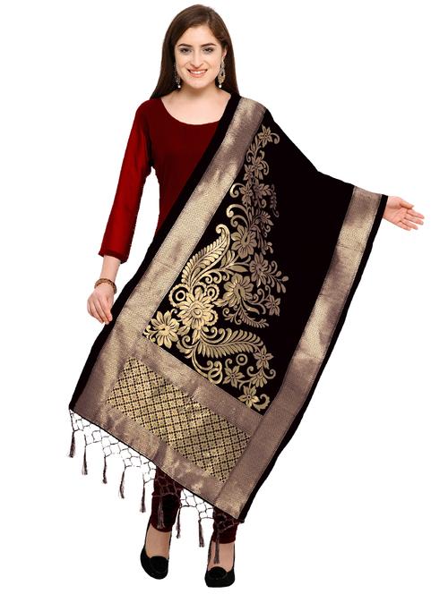 black silk dupatta - 15394299 - Very Small Image - 1