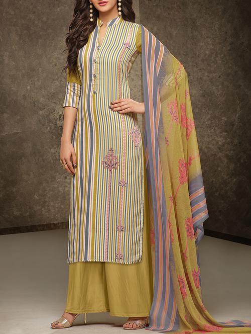 striped unstitched palazzo suits - 15394723 - Very Small Image - 1